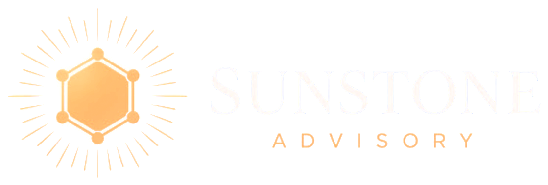 Sunstone Advisory logo: a gold molecule-sun icon beside the Sunstone Advisory wordmark
